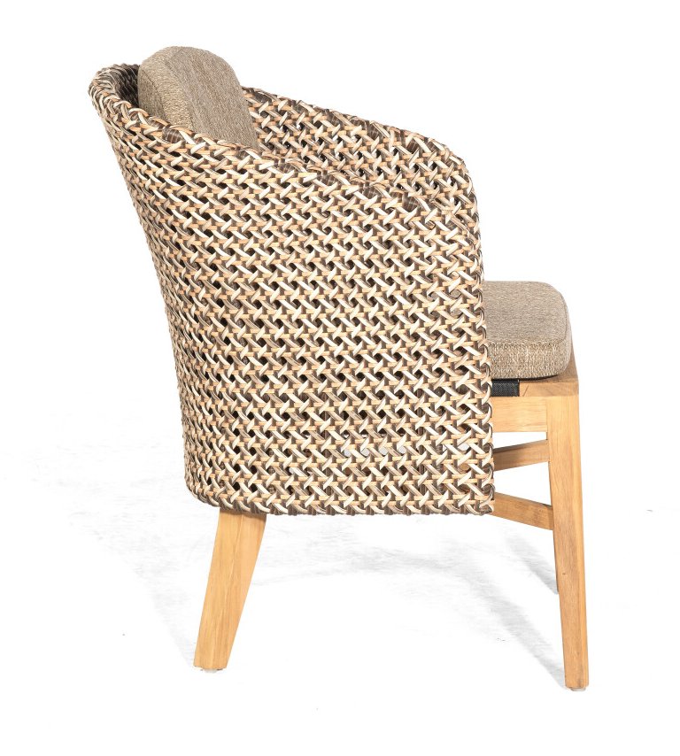 schöner Geflecht-Gartensessel mit  massiven Teakholz-Gestell