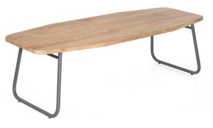 Grosser Terrassentisch 240 x 90 cm Massivholz-Tischplatte hochwertig Old Teak
