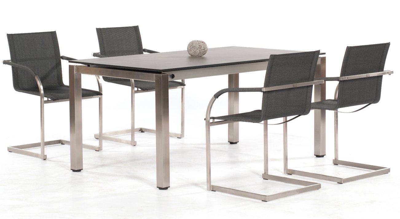 robuster Edelstahl-Garten-Ausziehtisch 160 bis 210 cm