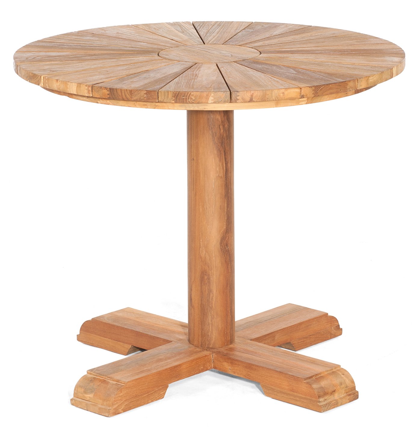 runder Old Teak-Gartentisch Durchmesser Tischplatte 90 cm