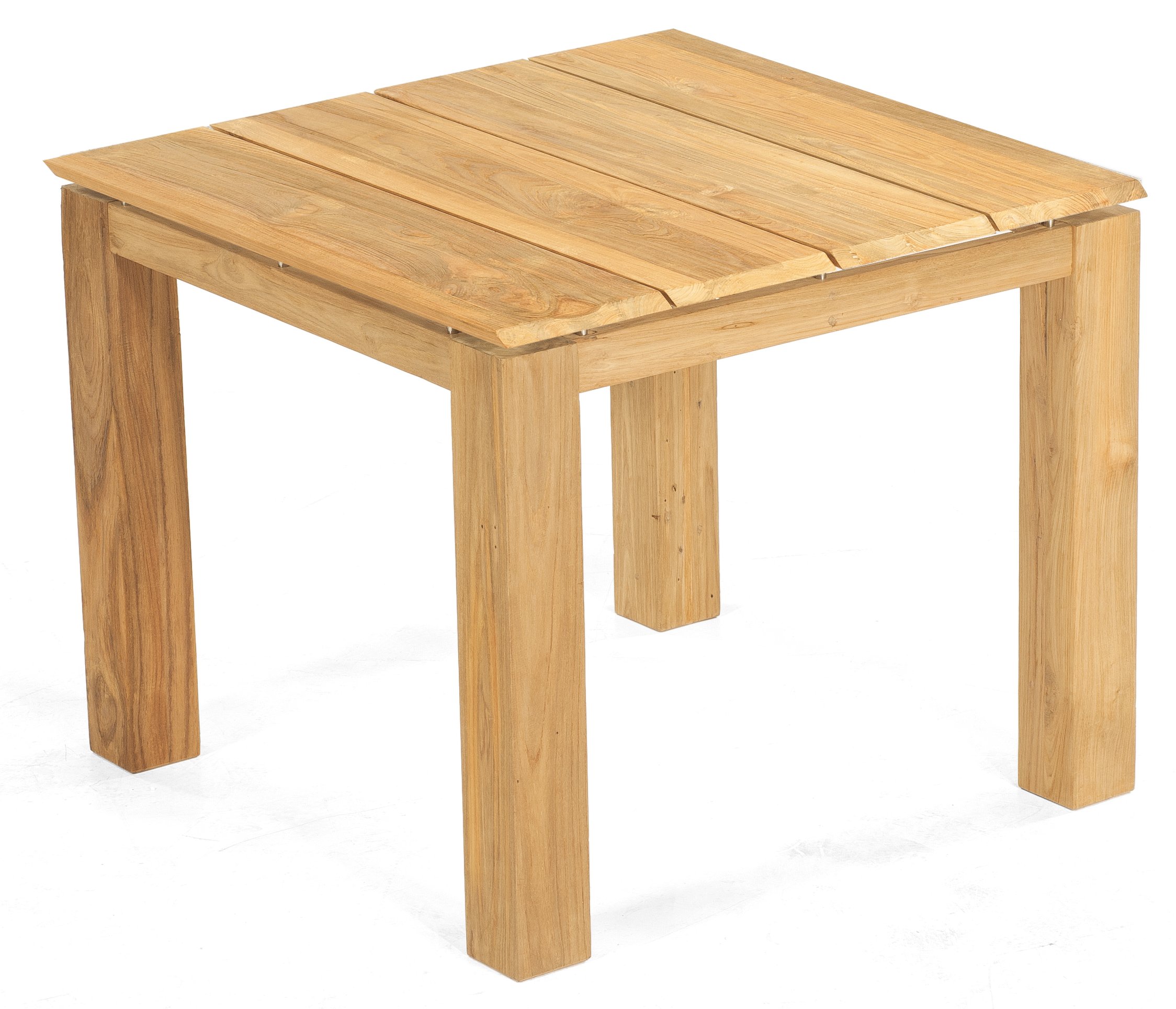quadratischer Massivholz-Gartentisch 90 x 90 cm massiv Teak-Tischplatte