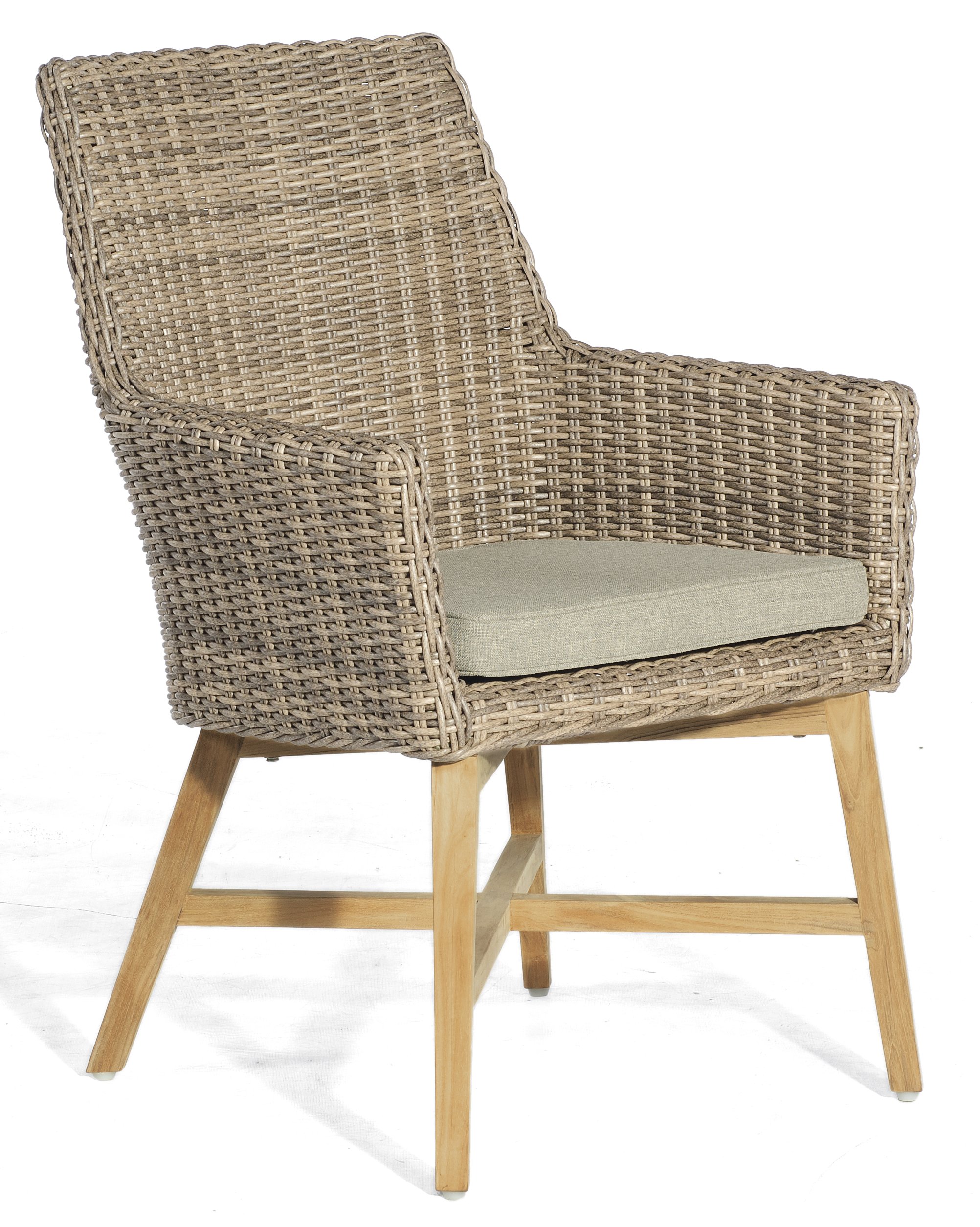 witterungsbeständiger Teak-Geflecht-Gartensessel Teak-Massivholz rustic-stream-Geflecht