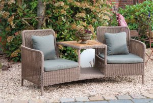 Bequeme Gartensitzgruppe Doppelsessel Polyrattangeflecht