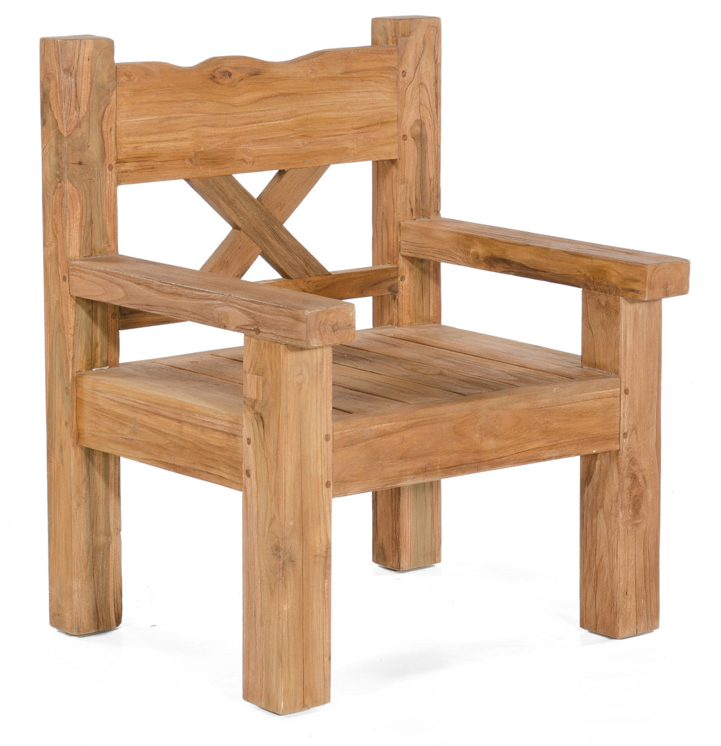 massiver Teakholz-Gartenstuhl (Gewicht ca. 36 kg)aus witterungsbeständigem Old Teak