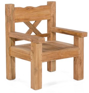 robuster Massivholz-Gartenstuhl aus recyceltem Old Teak in Handarbeit hergestellt