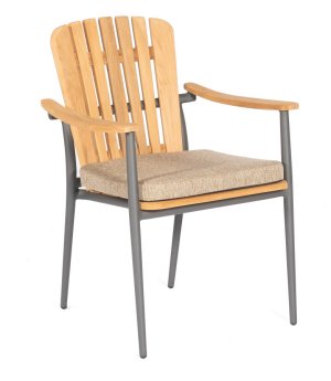 robuster Gartenstuhl Sitzflächen Teak-Massivholz / Gestell Aluminium anthrazit