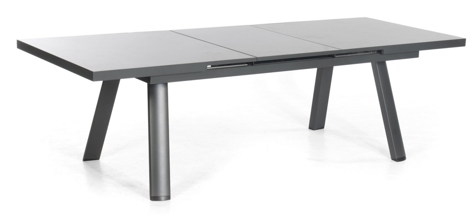 Gartentisch 200 cm auf 260 cm ausziehbar Fliesen-Steinzeug-Tischplatte in Altholz-Optik