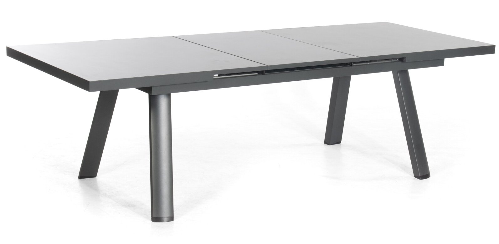 großer auf 260 cm ausziehbarer Garten-Terrassentisch Sinterstein-Tischplatte in Schieferoptik