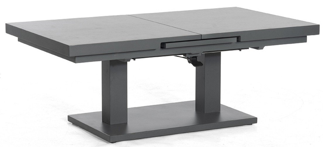 Höhenverstellbarer und ausziehbarer Terrassentisch massive Sinterstein-Tischplatte