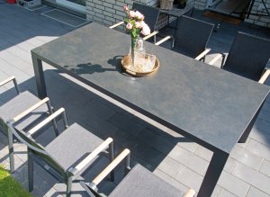 hochwertiger Gartentisch wetterfest Sinterstein-Tischplatte