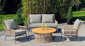 bequeme Garten-Sitzgruppe witterungsbeständig luftdurchlässiger Rückenlehne