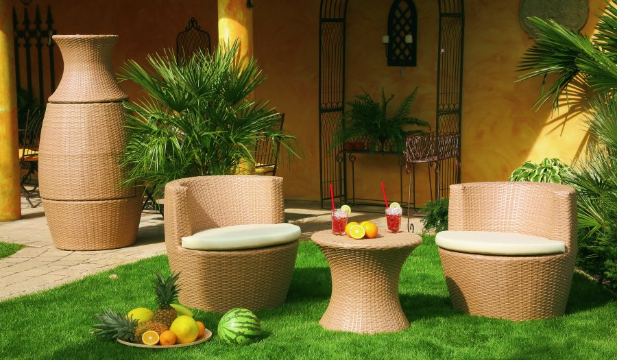 Geflecht-Lounge-Sessel für den Wintergarten
