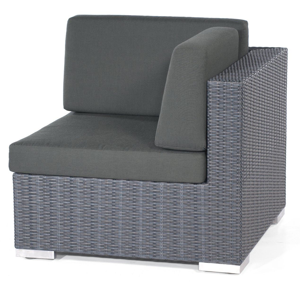 robuste Garteneckcouch witterungsbeständig Kunststoffgeflecht graphit-schwarz