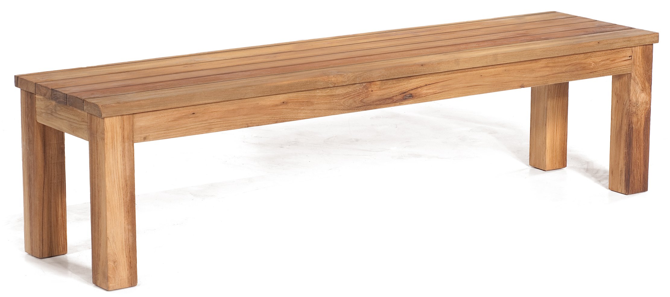 Massivholz-Teak-Sitzbank ohne Rückenlehne