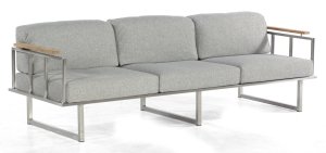 3-Sitzer-Gartensofa mit dicken abnehmbaren Polsterkissen und witterungsbeständigen Edelstahlgestell