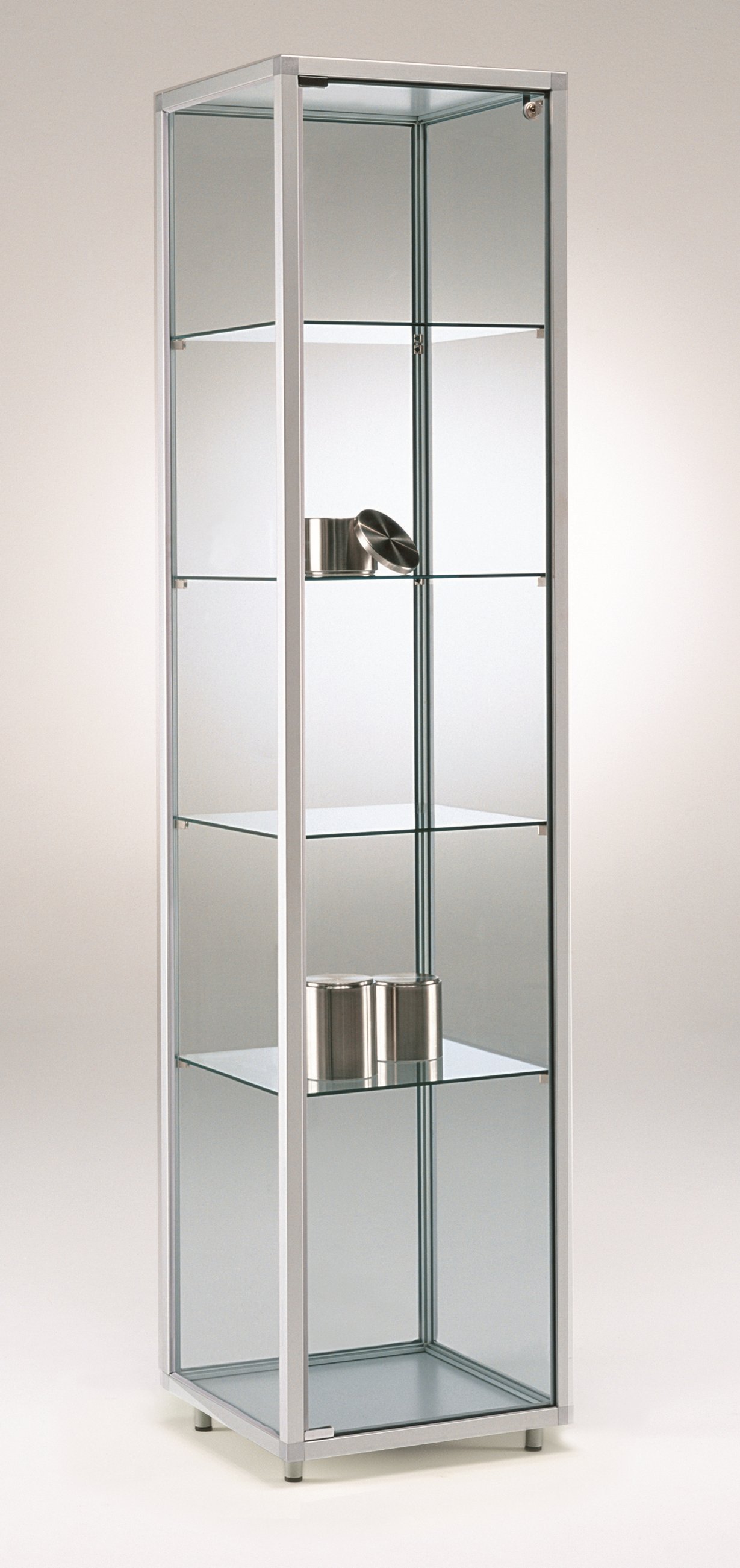 robuste Messevitrine 41 x 41 x 183 cm abschließbar LED-Beleuchtung robuste Messevitrine 41 x 41 x 183 cm abschließbar LED-Beleuchtung