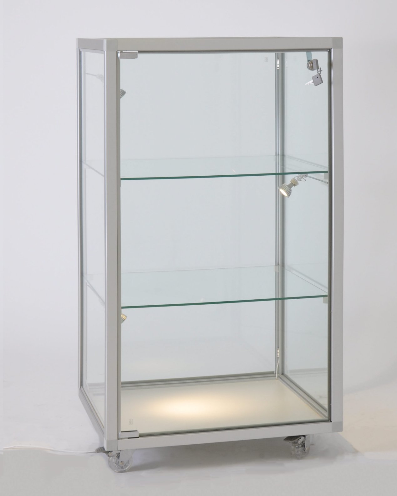 mobile Thekenvitrine Laufrollen mit Feststellbremsen