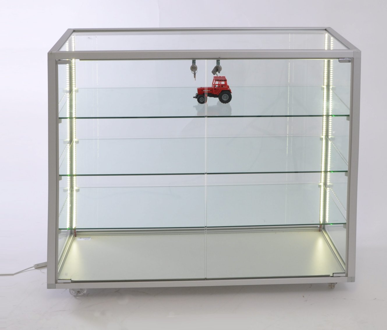 Sicherheitsglas-Vitrinensideboard abschließbar Drehtüren mit LED-Streifenbeleuchtung
