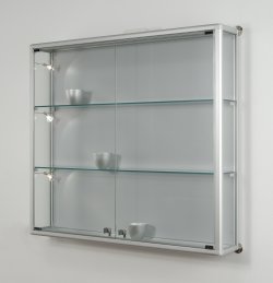 elegante Wandvitrine mit LED-Beleuchtung