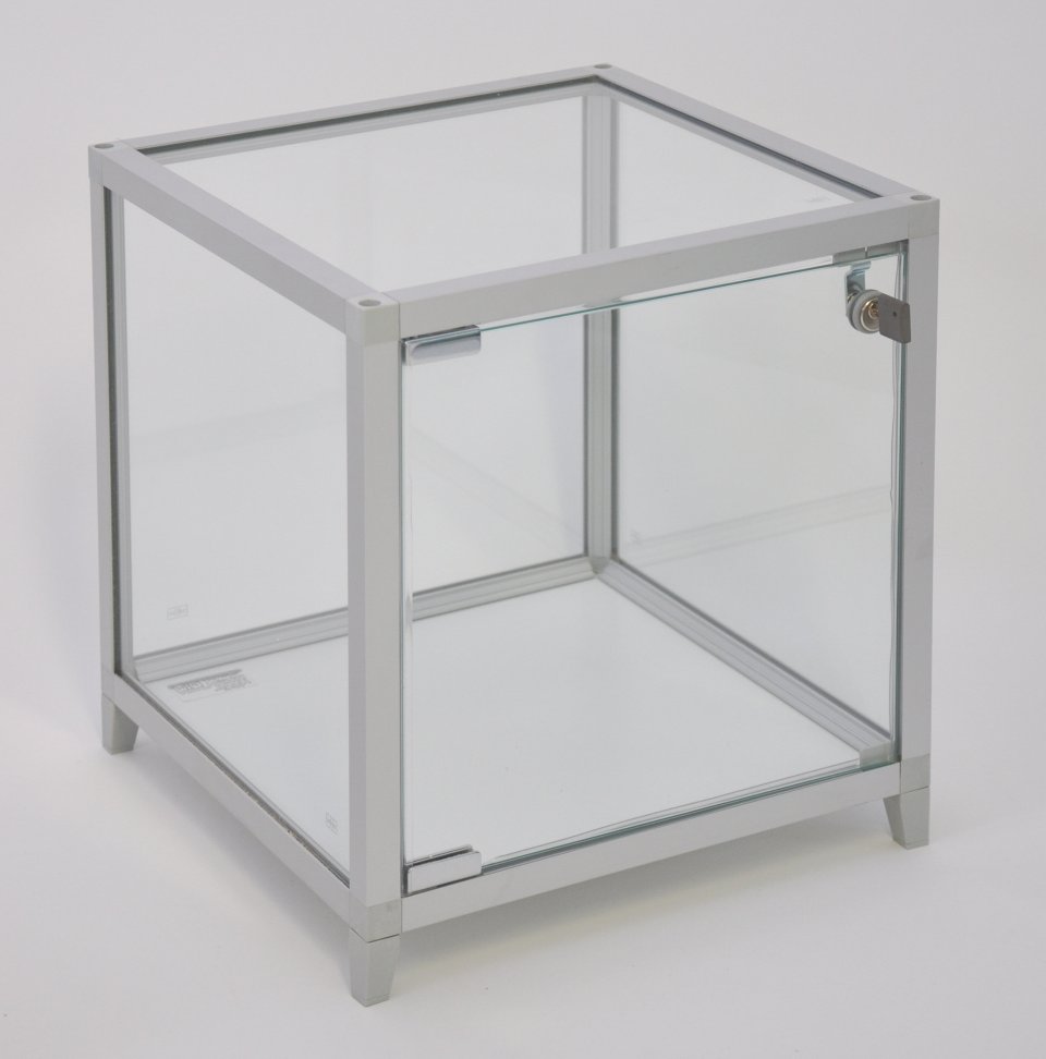 abschließbare Würfelvitrine mit LED-Beleuchtung für Gold- und Silberschmuck 