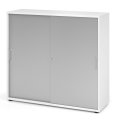 abschließbarer Schiebetürschrank weiß / silber