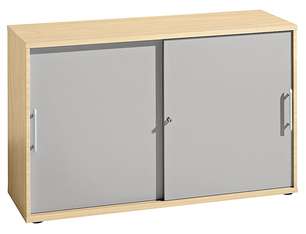 Aktenschrank mit abschließbaren Schiebetüren