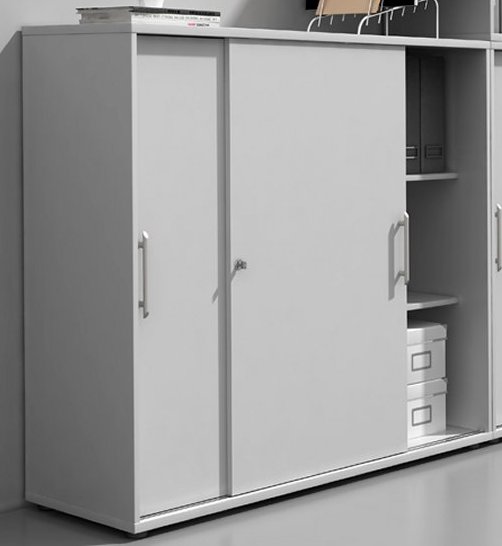 stapelbarer Aktenschrank mit abschließbaren Schiebetüren