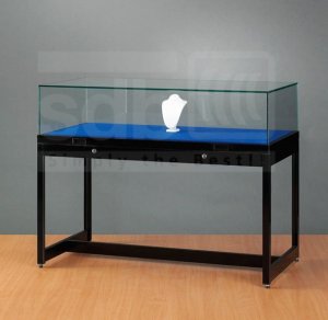 schwarze Tischvitrine mit Gasdruckfedern 