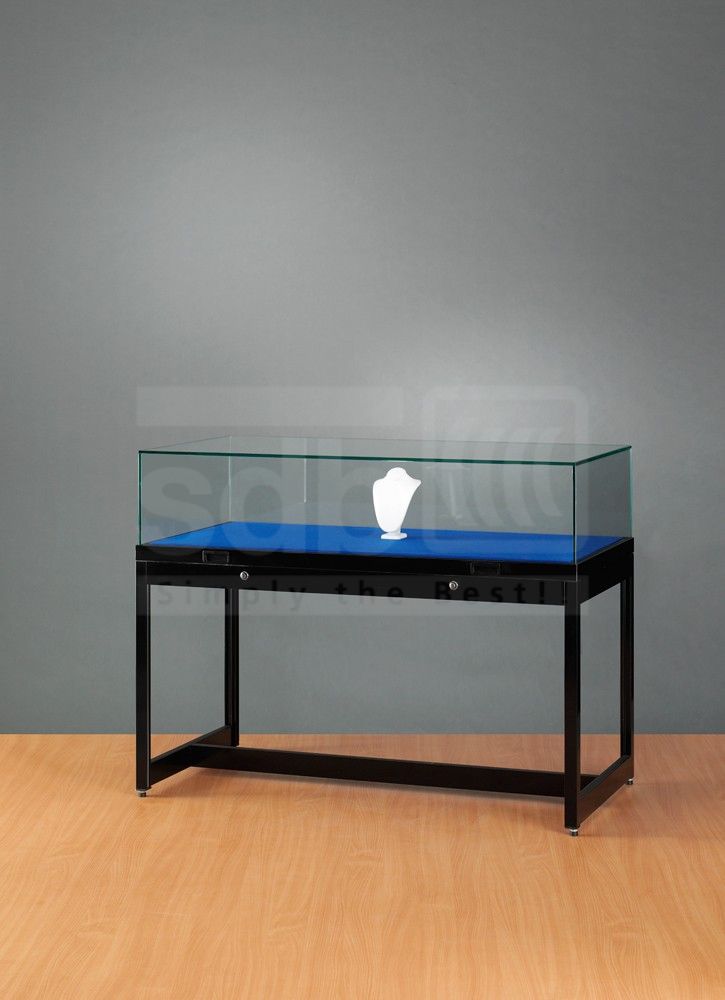 schwarze Tischvitrine mit Gasdruckfedern 