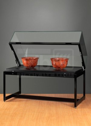 schwarze Tischvitrine mit Gasdruckfedern 