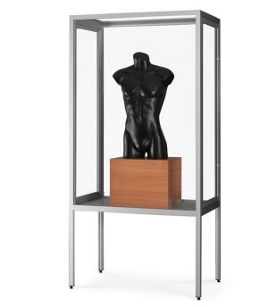 Staubdichte Ausstellungsvitrine auf 4 hohen Standbeinen