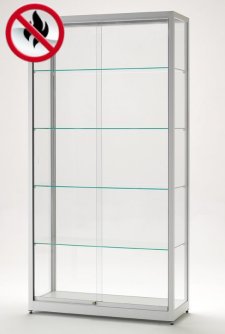 schwer entflammbarer Schrankvitrine mit Schiebetüren objekttauglich schwer entflammbarer Schrankvitrine mit Schiebetüren objekttauglich