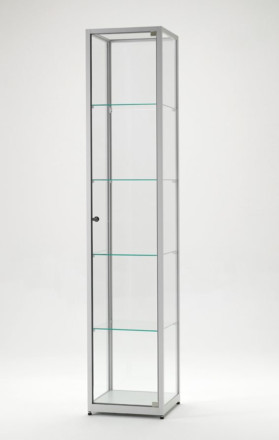 quadratische Standvitrine 40 x 40 x 198 cm