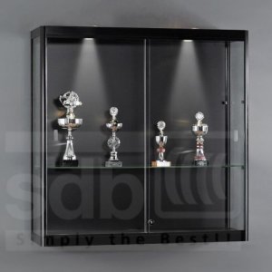 abschließbare, schwarze Wandvitrine