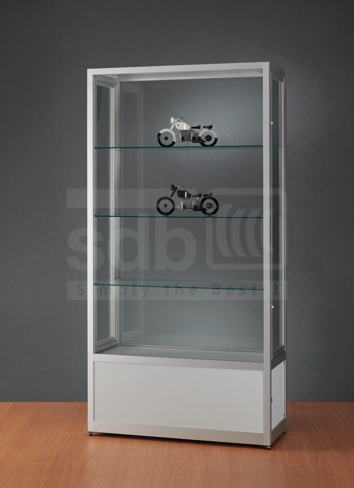 staubdichte Glasvitrine mit Unterschrank abschließbar