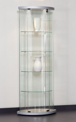 Sammlervitrine ovalförmig Sicherheitsglas Drehtür abschließbar