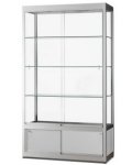 Sicherheitsglas-Standvitrine mit Unterschrank