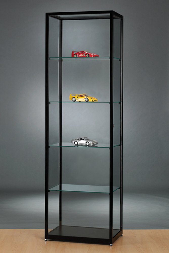Standvitrine schwarzer Aluminium-Rahmen