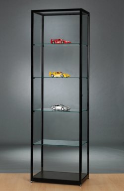 schwarze Standvitrine 60 x 40 x 198 cm