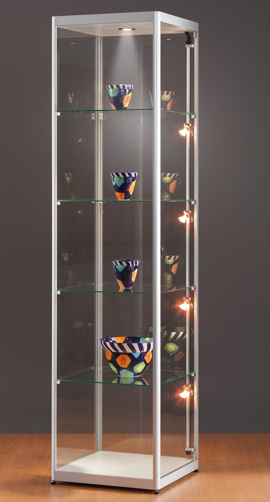 Säulenvitrine mit eingebauter Innenbeleuchtung Säulenvitrine mit eingebauter Innenbeleuchtung