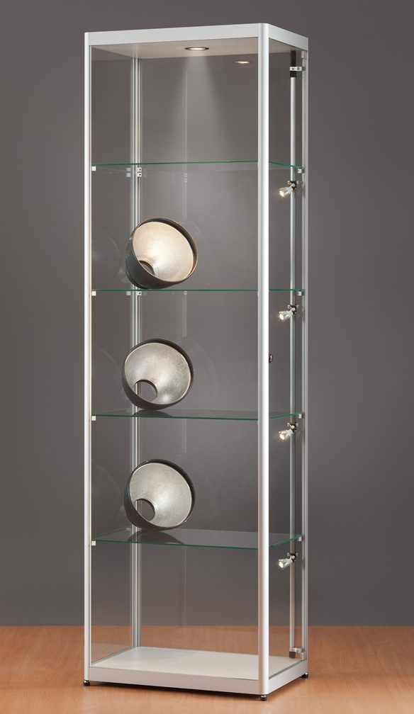 Säulenvitrine mit eingebauter Innenbeleuchtung Säulenvitrine mit eingebauter Innenbeleuchtung