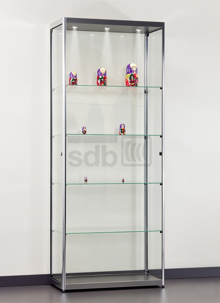schöne Schrankvitrine Vitrinengestell verchromt