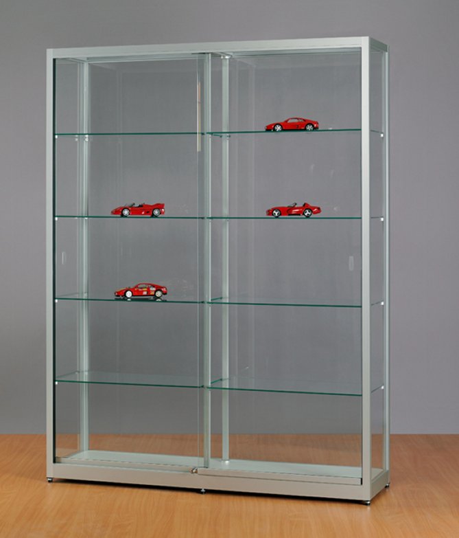 robuste Sicherheitsglas-Schrankvitrine Breite = 150 / Tiefe = 40 / Höhe = 197 cm