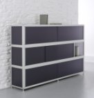 Design-Highboard Schwarzglas mit Schiebetüren
