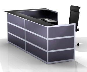 Info-Desk für den Messestand anthrazit satiniert 