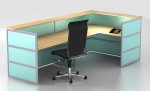 Messestand Info-Desk Kunstglas grün satiniert