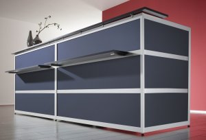 Empfangstheke Kunstglas anthrazit mit 2 Arbeitsplätzen