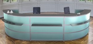 robuste Rezeptionstheke 490x140 cm Kunstglas grün satiniert