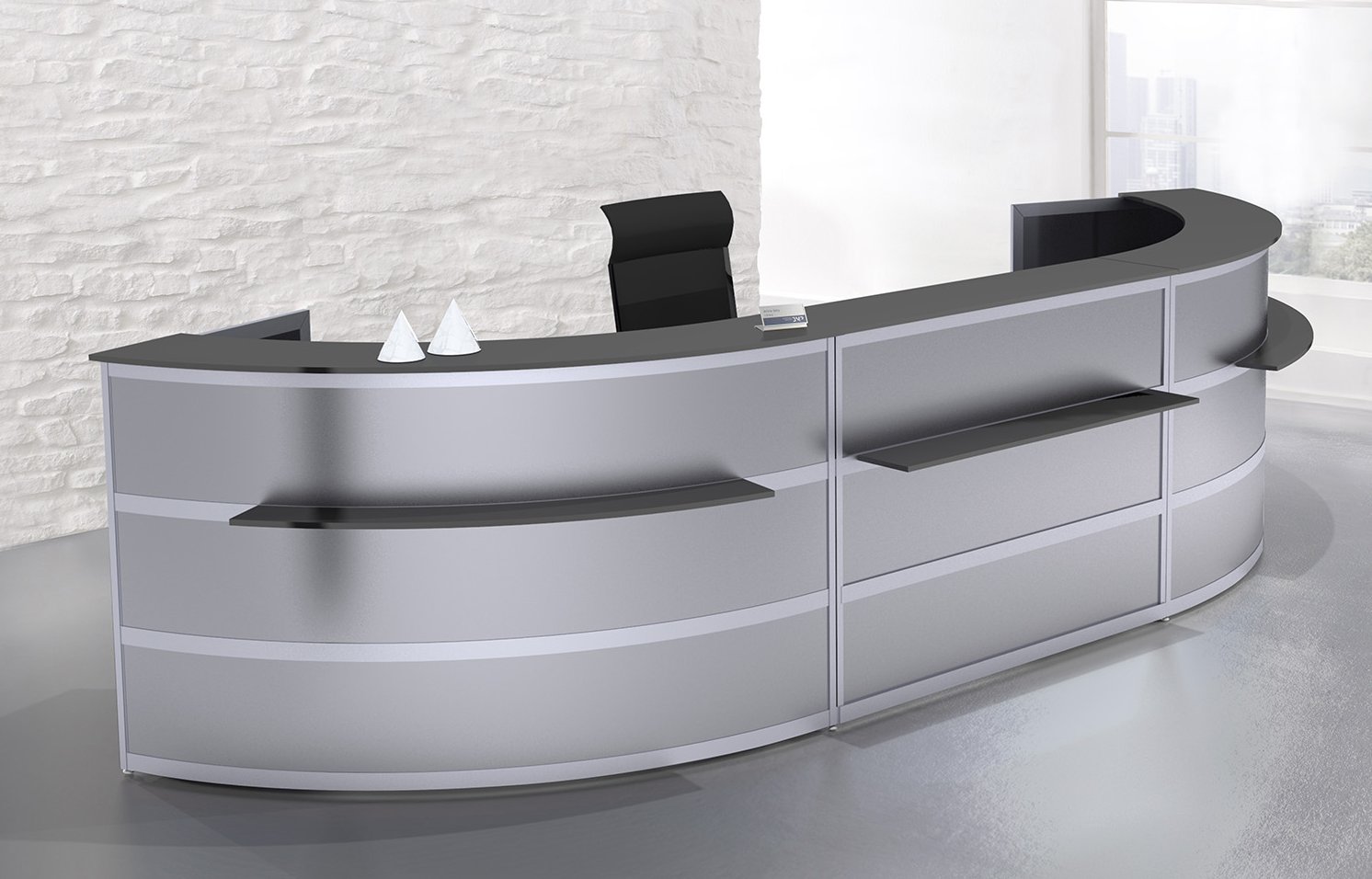 preiswerte Rezeptionstheke Breite x Tiefe: 490 x 140 cm mit 2 bis 3 Arbeitsplätze