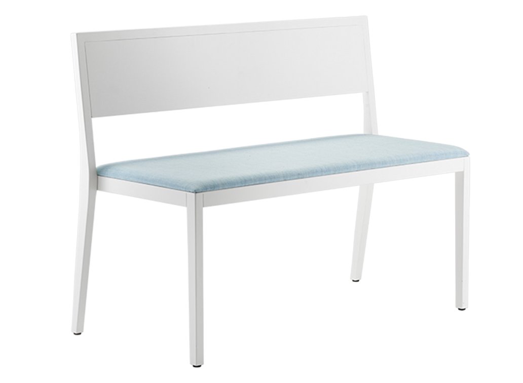 weiße Restaurant-Sitzbank aus Buche-Massivholz Polstersitz